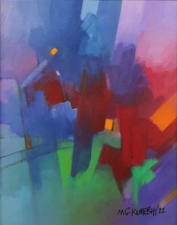 Saeed Kureshi, Purple Dreams, 24 x 18 Inch, Oil on Canvas, Abstract Painting, AC-SAKUR-007